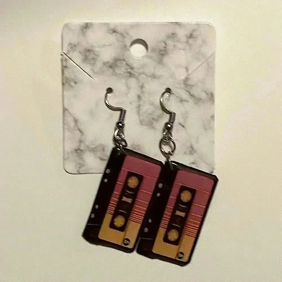 VINTAGE HAND CRAFTED CASSETTE EARRINGS for all the Music Lovers! - Picture 2 of 6